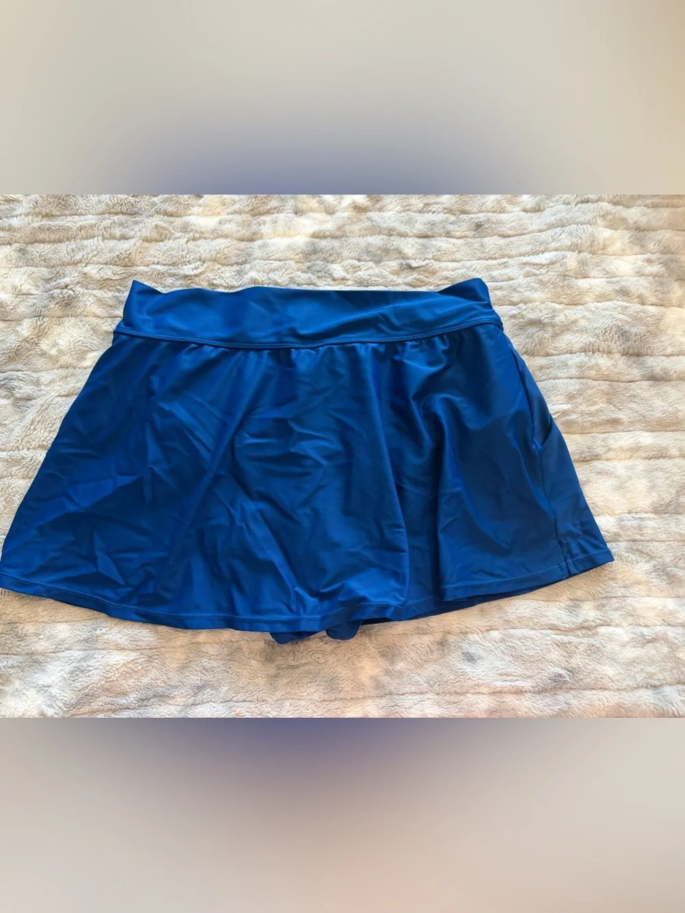 Caribbean Joe navy blue mini skirt cover up with built in shorts, size 10